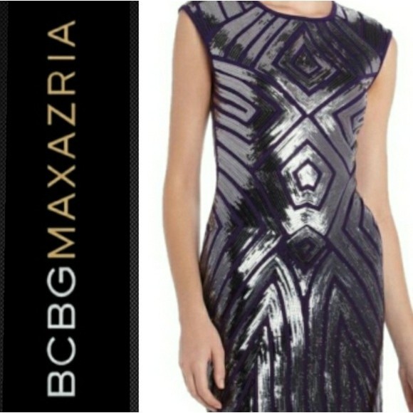 BCBGMAXAZRIA DRESS COCKTAIL EVENING FULLY SEQUINED MINI BODYCON S WOMENS SMALL - Picture 1 of 8